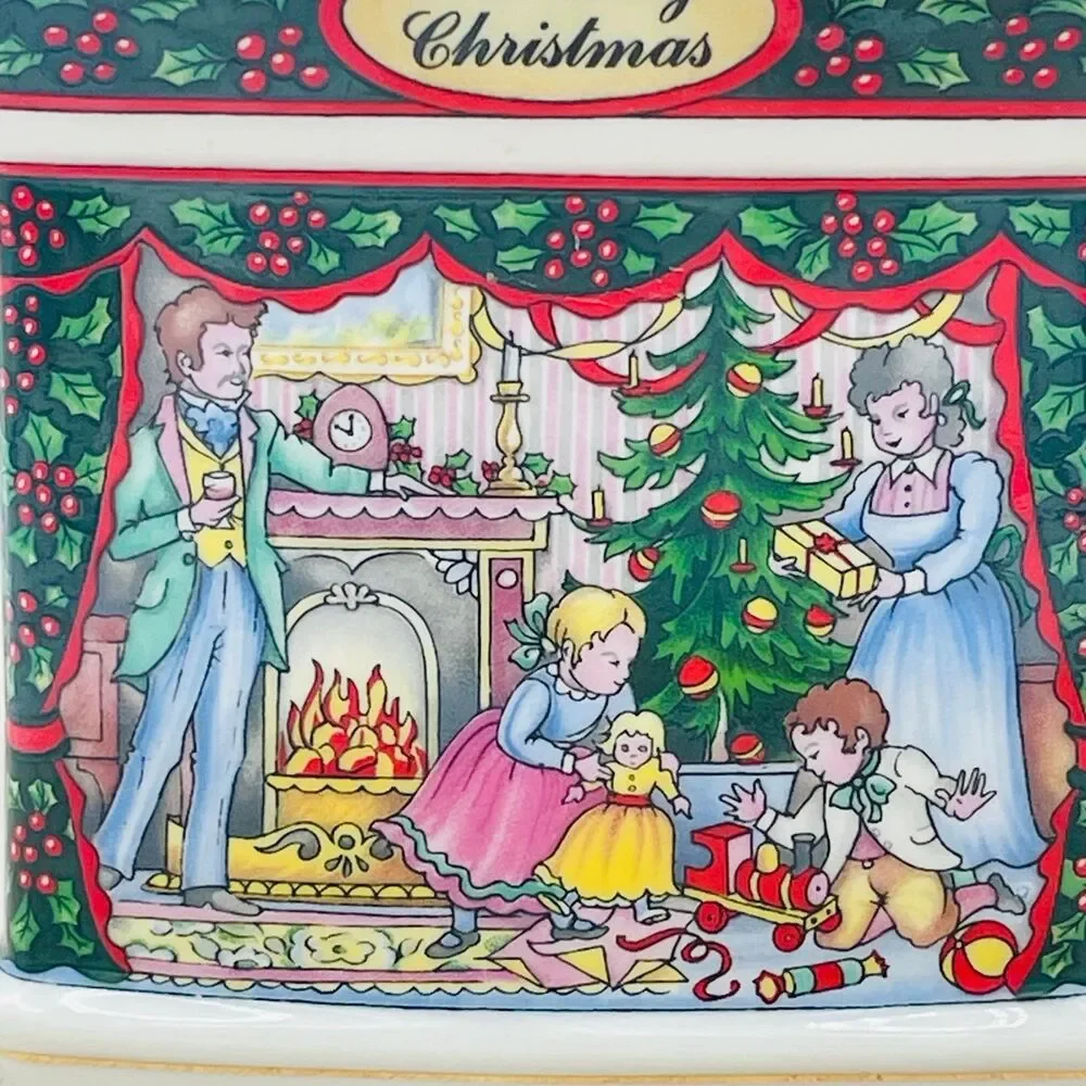Vtg James Sadler Teapot Victorian Christmas Morning & Happy New Year England '92